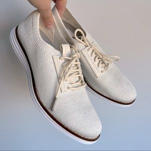 Cole Haan Shoes Grand OS White Cream Silver Knit